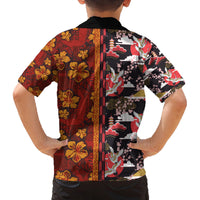 Japanese Culture Hawaii Style Family Matching Tank Maxi Dress and Hawaiian Shirt Hawaiian Tribal and Japanese Pattern Together Culture LT03 - Polynesian Pride