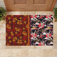 Pan-Pacific Festival Rubber Doormat Hawaiian Tribal and Japanese Pattern Together Culture