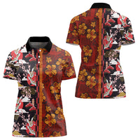 Japanese Culture Hawaii Style Women Polo Shirt Hawaiian Tribal and Japanese Pattern Together Culture LT03 - Polynesian Pride