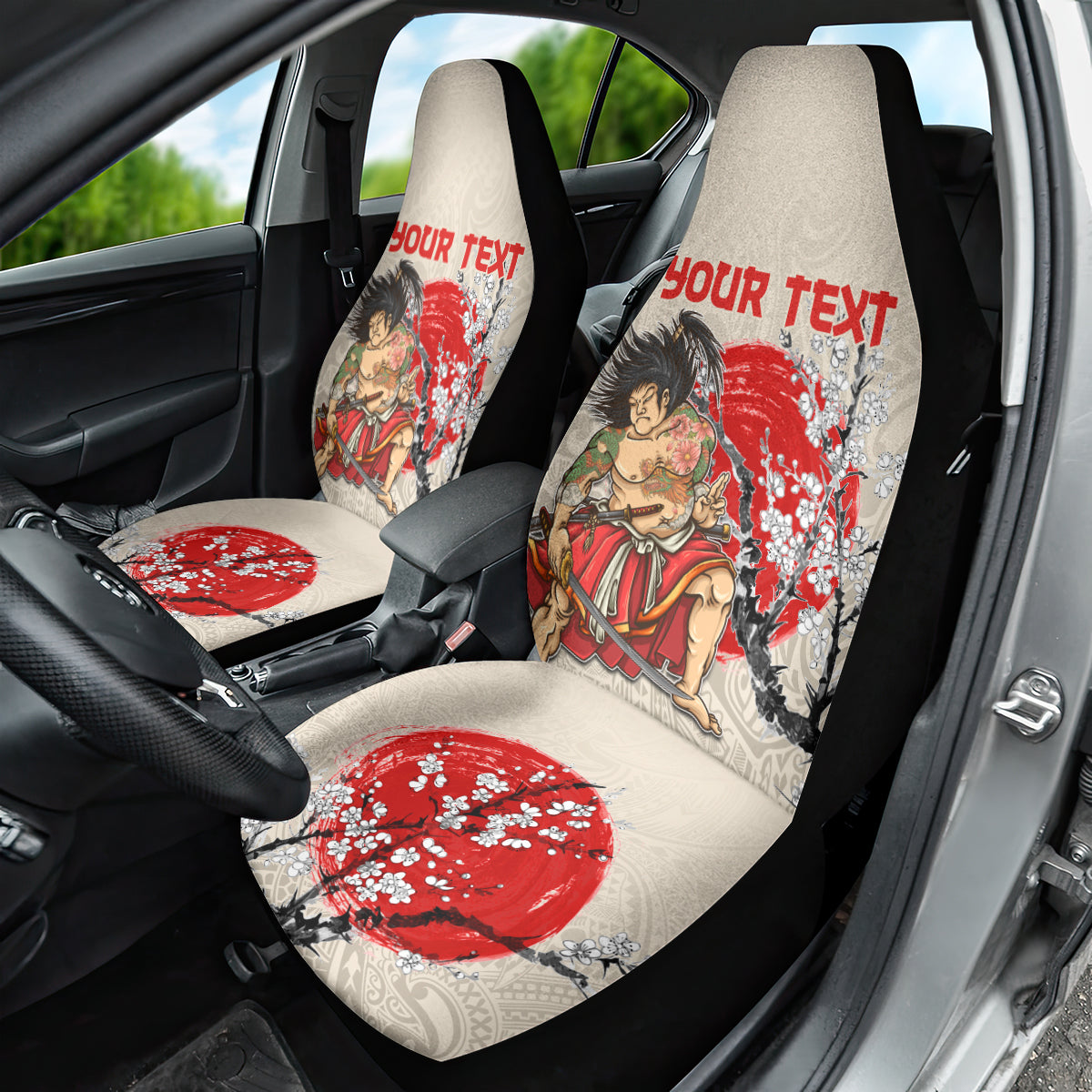 Personalised Pan-Pacific Festival Car Seat Cover Japanese Samurai with Hawaiian Pattern