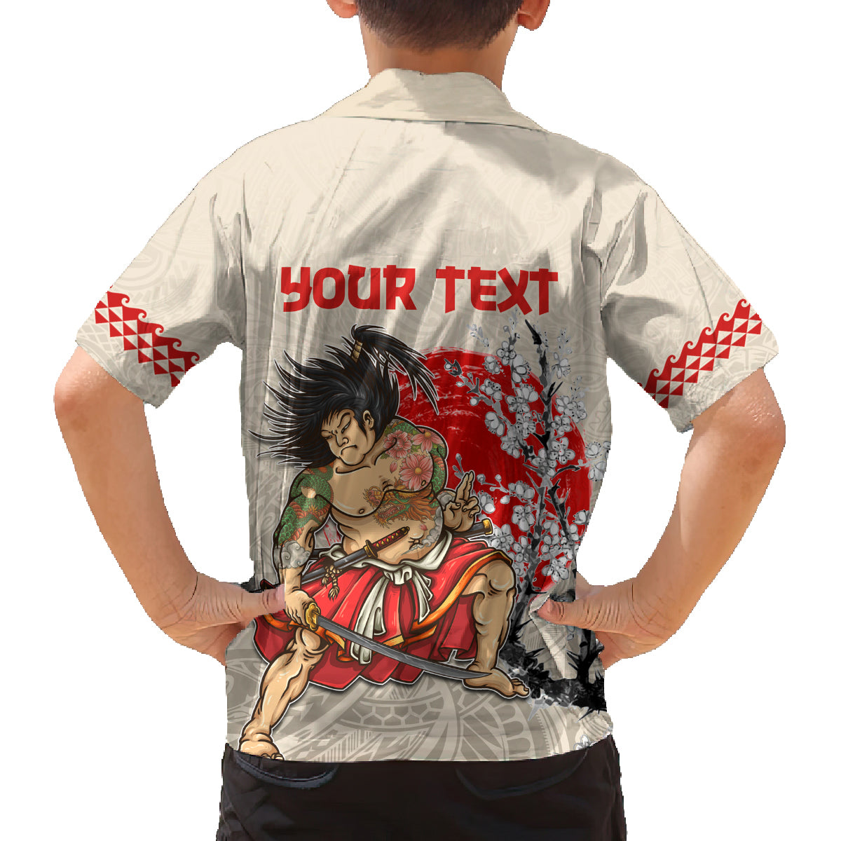 Personalised Japanese Culture Hawaii Style Family Matching Summer Maxi Dress and Hawaiian Shirt Japanese Samurai with Hawaiian Pattern LT03 - Polynesian Pride