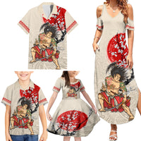 Personalised Japanese Culture Hawaii Style Family Matching Summer Maxi Dress and Hawaiian Shirt Japanese Samurai with Hawaiian Pattern LT03 - Polynesian Pride