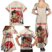 Personalised Japanese Culture Hawaii Style Family Matching Summer Maxi Dress and Hawaiian Shirt Japanese Samurai with Hawaiian Pattern LT03 - Polynesian Pride