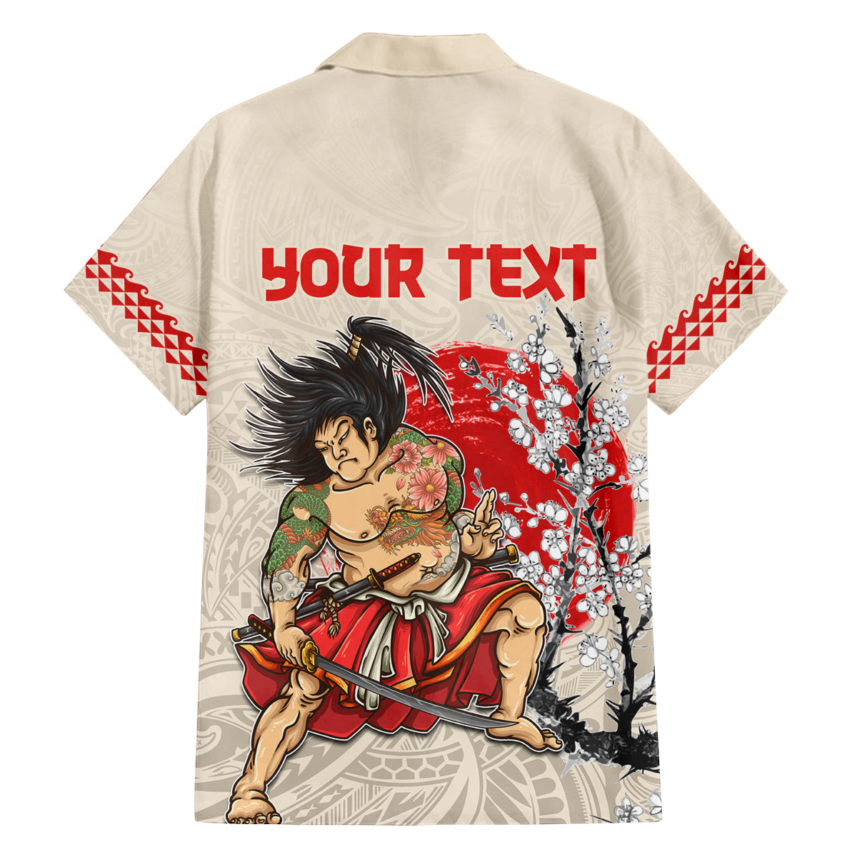 Personalised Japanese Culture Hawaii Style Family Matching Summer Maxi Dress and Hawaiian Shirt Japanese Samurai with Hawaiian Pattern LT03 - Polynesian Pride