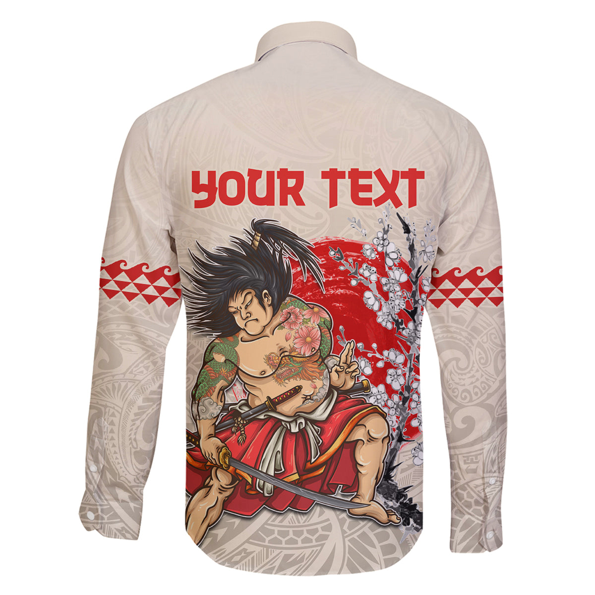 Personalised Japanese Culture Hawaii Style Family Matching Summer Maxi Dress and Hawaiian Shirt Japanese Samurai with Hawaiian Pattern LT03 - Polynesian Pride
