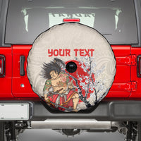 Personalised Pan-Pacific Festival Spare Tire Cover Japanese Samurai with Hawaiian Pattern