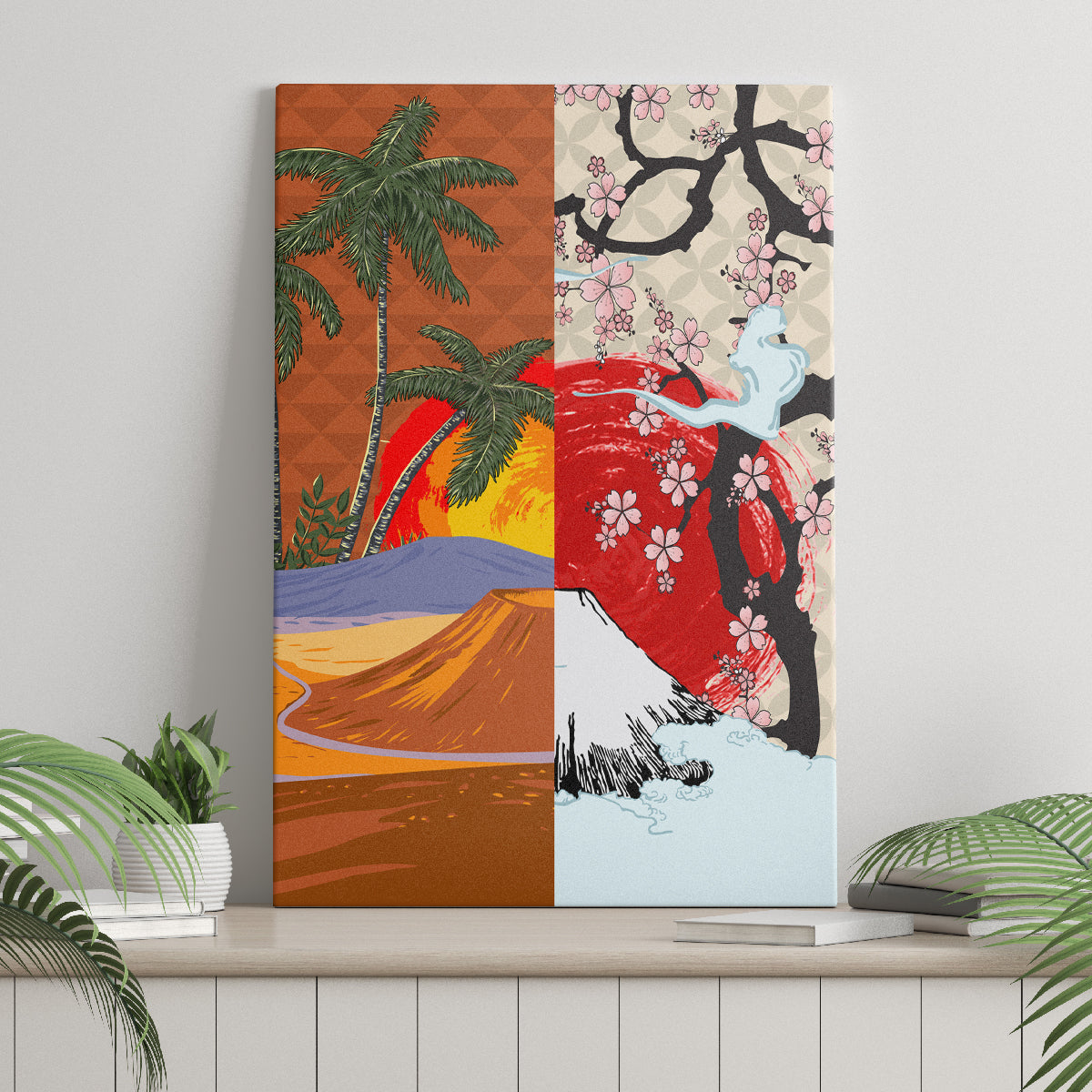 Pan-Pacific Festival Canvas Wall Art Mauna Kea and Fuji Mountains
