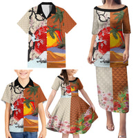 Japanese Culture Hawaii Style Family Matching Puletasi and Hawaiian Shirt Mauna Kea and Fuji Mountains LT03 - Polynesian Pride