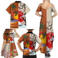 Japanese Culture Hawaii Style Family Matching Summer Maxi Dress and Hawaiian Shirt Mauna Kea and Fuji Mountains LT03 - Polynesian Pride