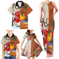 Japanese Culture Hawaii Style Family Matching Tank Maxi Dress and Hawaiian Shirt Mauna Kea and Fuji Mountains LT03 - Polynesian Pride