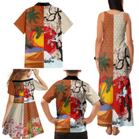 Japanese Culture Hawaii Style Family Matching Tank Maxi Dress and Hawaiian Shirt Mauna Kea and Fuji Mountains LT03 - Polynesian Pride