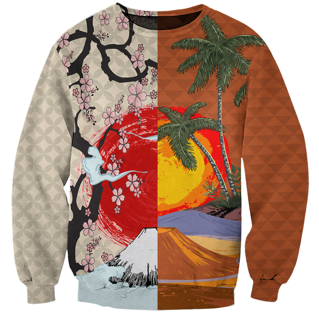 Pan-Pacific Festival Sweatshirt Mauna Kea and Fuji Mountains