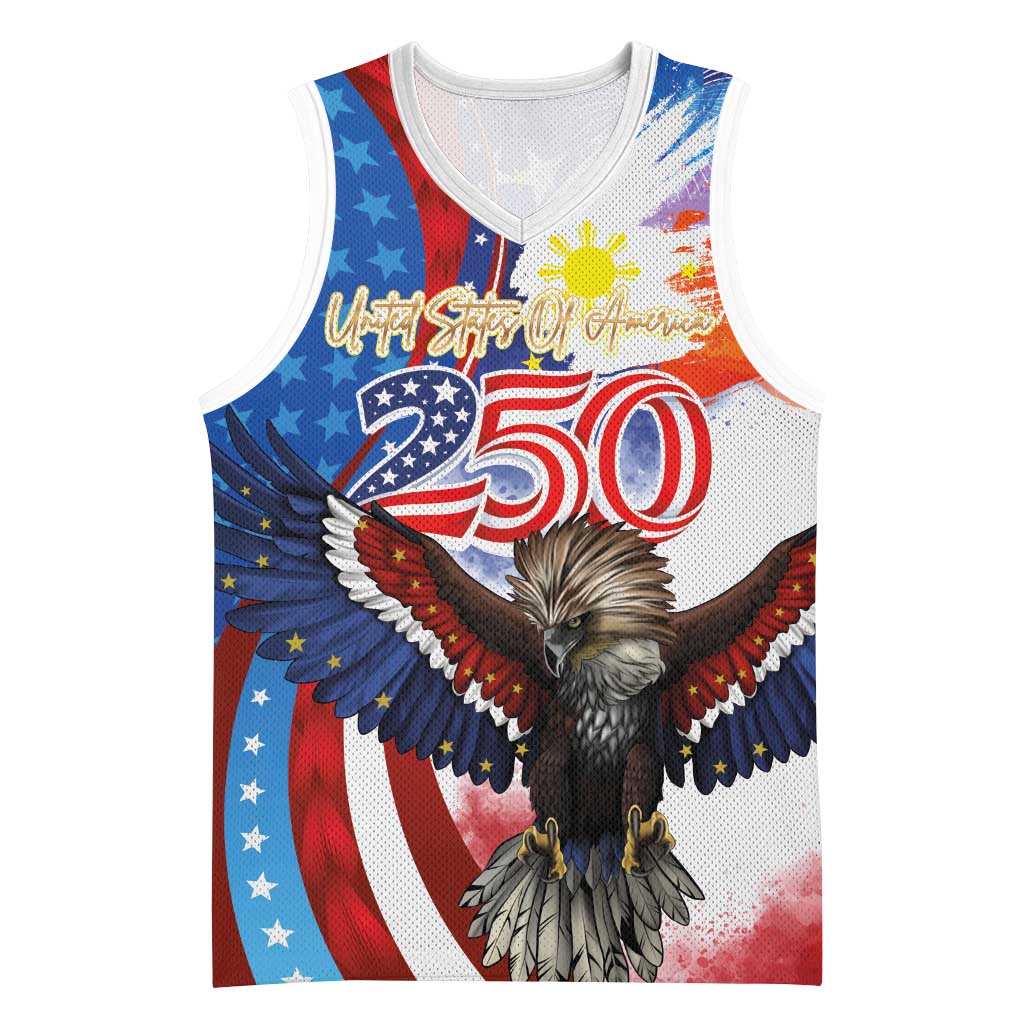 Philippines and United States Semiquincentennial Basketball Jersey Eagle and National Flag Style