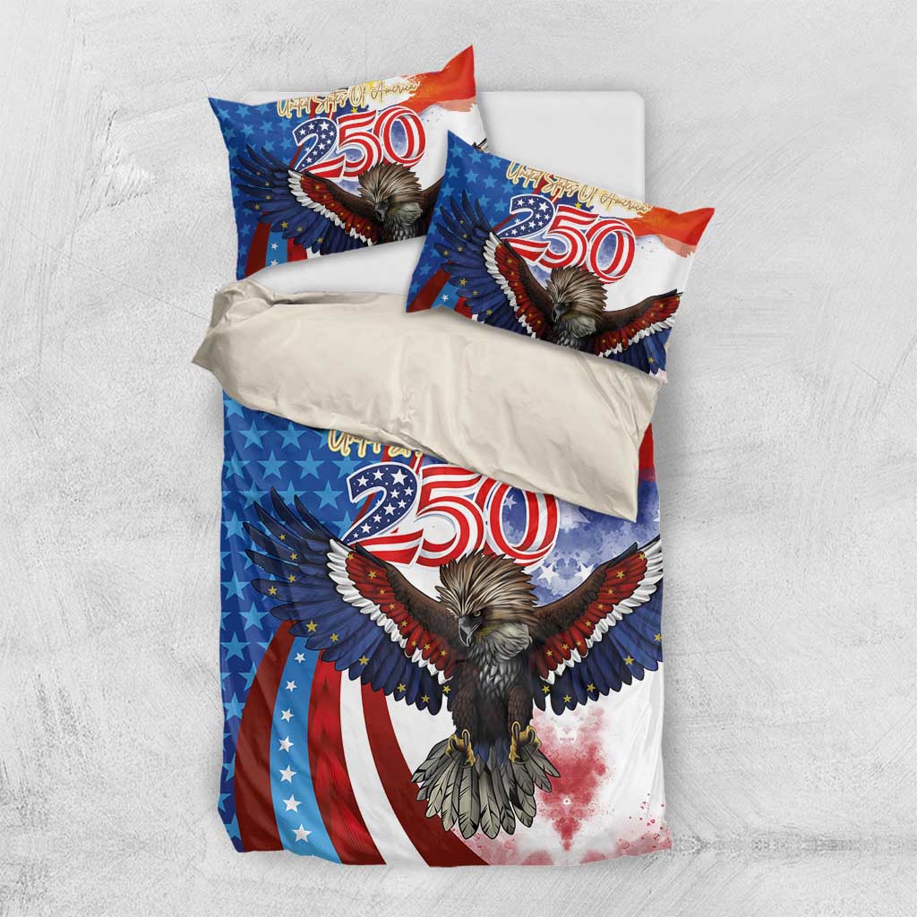 Philippines and United States Semiquincentennial Bedding Set Eagle and National Flag Style