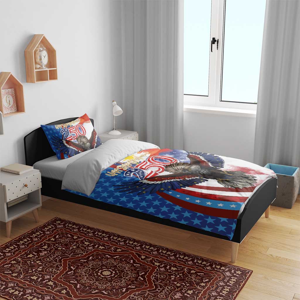 Philippines and United States Semiquincentennial Bedding Set Eagle and National Flag Style