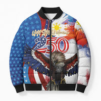 Philippines and United States Semiquincentennial Bomber Puffer Jacket Eagle and National Flag Style