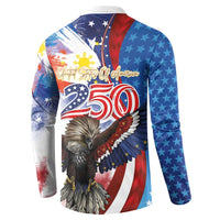 Philippines and United States Semiquincentennial Button Sweatshirt Eagle and National Flag Style