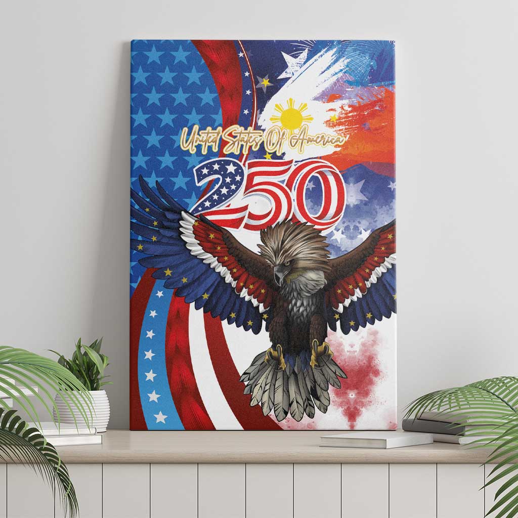 Philippines and United States Semiquincentennial Canvas Wall Art Eagle and National Flag Style