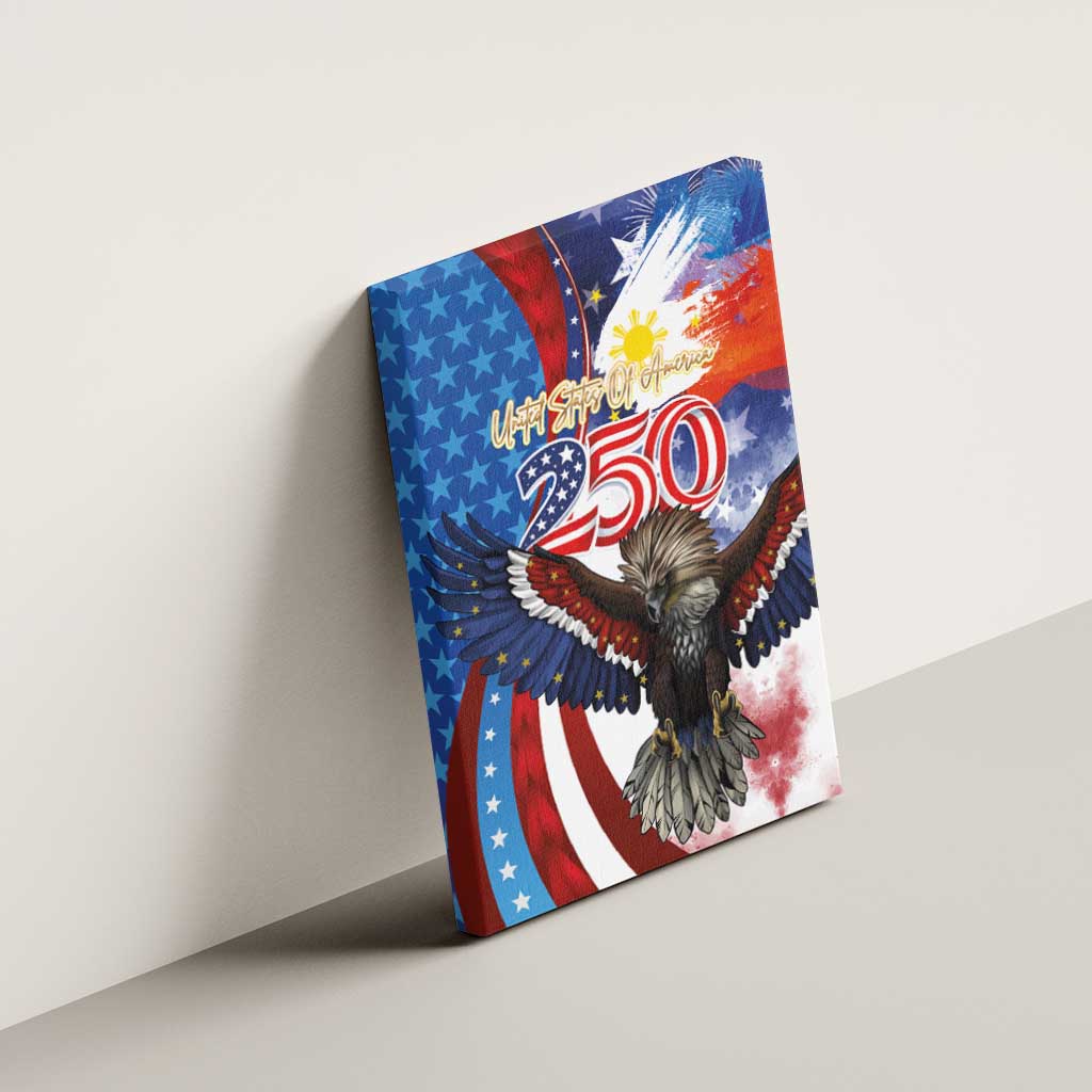 Philippines and United States Semiquincentennial Canvas Wall Art Eagle and National Flag Style