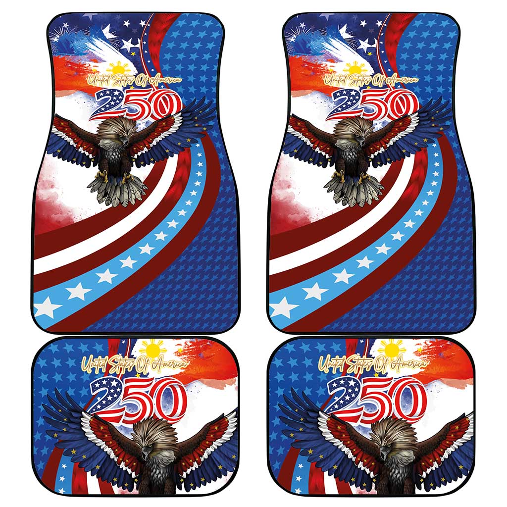 Philippines and United States Semiquincentennial Car Mats Eagle and National Flag Style