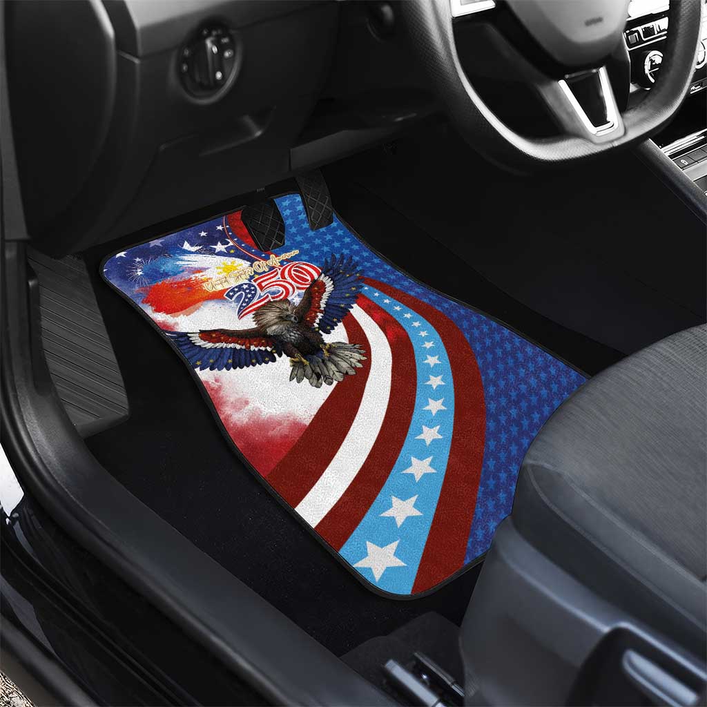 Philippines and United States Semiquincentennial Car Mats Eagle and National Flag Style