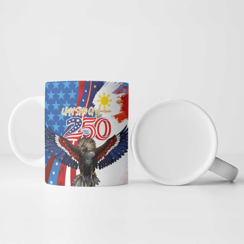 Philippines and United States Semiquincentennial Ceramic Mug Eagle and National Flag Style