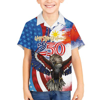 Philippines and United States Semiquincentennial Family Matching Mermaid Dress and Hawaiian Shirt Eagle and National Flag Style LT03 Son's Shirt Multicolor - Polynesian Pride