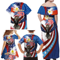 Philippines and United States Semiquincentennial Family Matching Off Shoulder Maxi Dress and Hawaiian Shirt Eagle and National Flag Style LT03 - Polynesian Pride