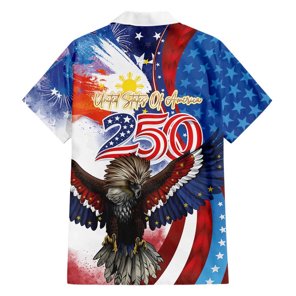 Philippines and United States Semiquincentennial Family Matching Short Sleeve Bodycon Dress and Hawaiian Shirt Eagle and National Flag Style LT03 - Polynesian Pride