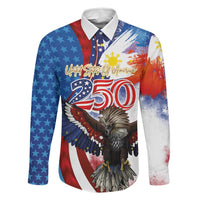 Philippines and United States Semiquincentennial Family Matching Short Sleeve Bodycon Dress and Hawaiian Shirt Eagle and National Flag Style LT03 Dad's Shirt - Long Sleeve Multicolor - Polynesian Pride