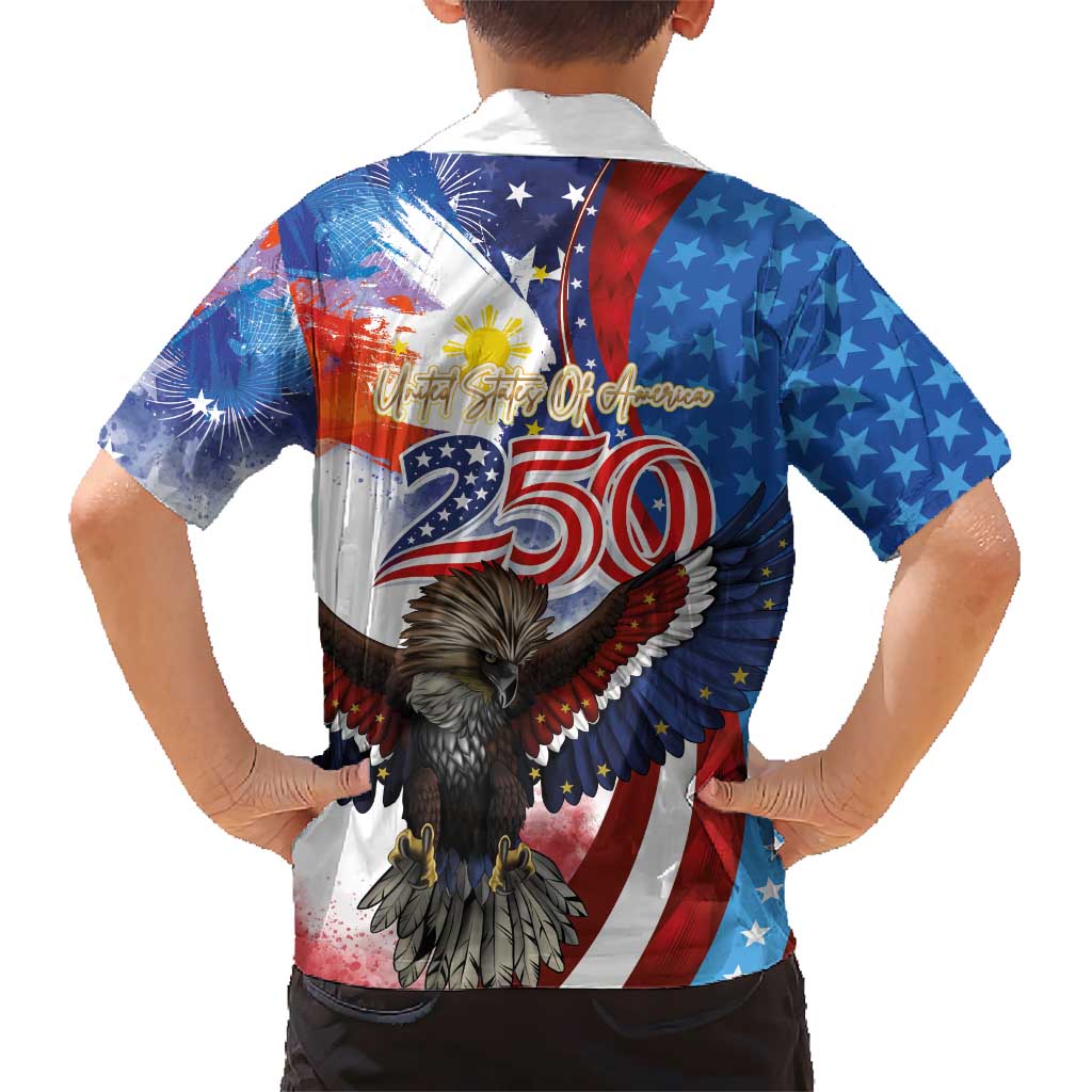 Philippines and United States Semiquincentennial Family Matching Tank Maxi Dress and Hawaiian Shirt Eagle and National Flag Style LT03 - Polynesian Pride