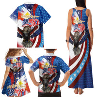 Philippines and United States Semiquincentennial Family Matching Tank Maxi Dress and Hawaiian Shirt Eagle and National Flag Style LT03 - Polynesian Pride