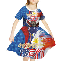 Philippines and United States Semiquincentennial Kid Short Sleeve Dress Eagle and National Flag Style