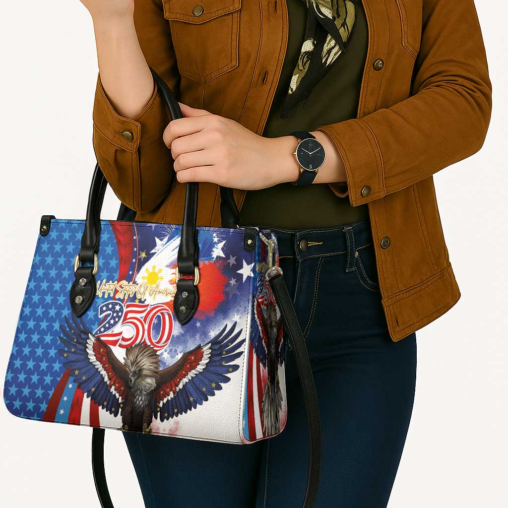 Philippines and United States Semiquincentennial Leather Bag Eagle and National Flag Style