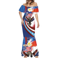 Philippines and United States Semiquincentennial Mermaid Dress Eagle and National Flag Style