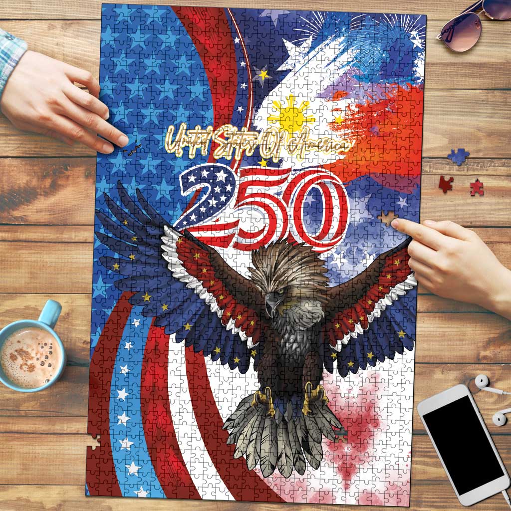 Philippines and United States Semiquincentennial Puzzle Eagle and National Flag Style