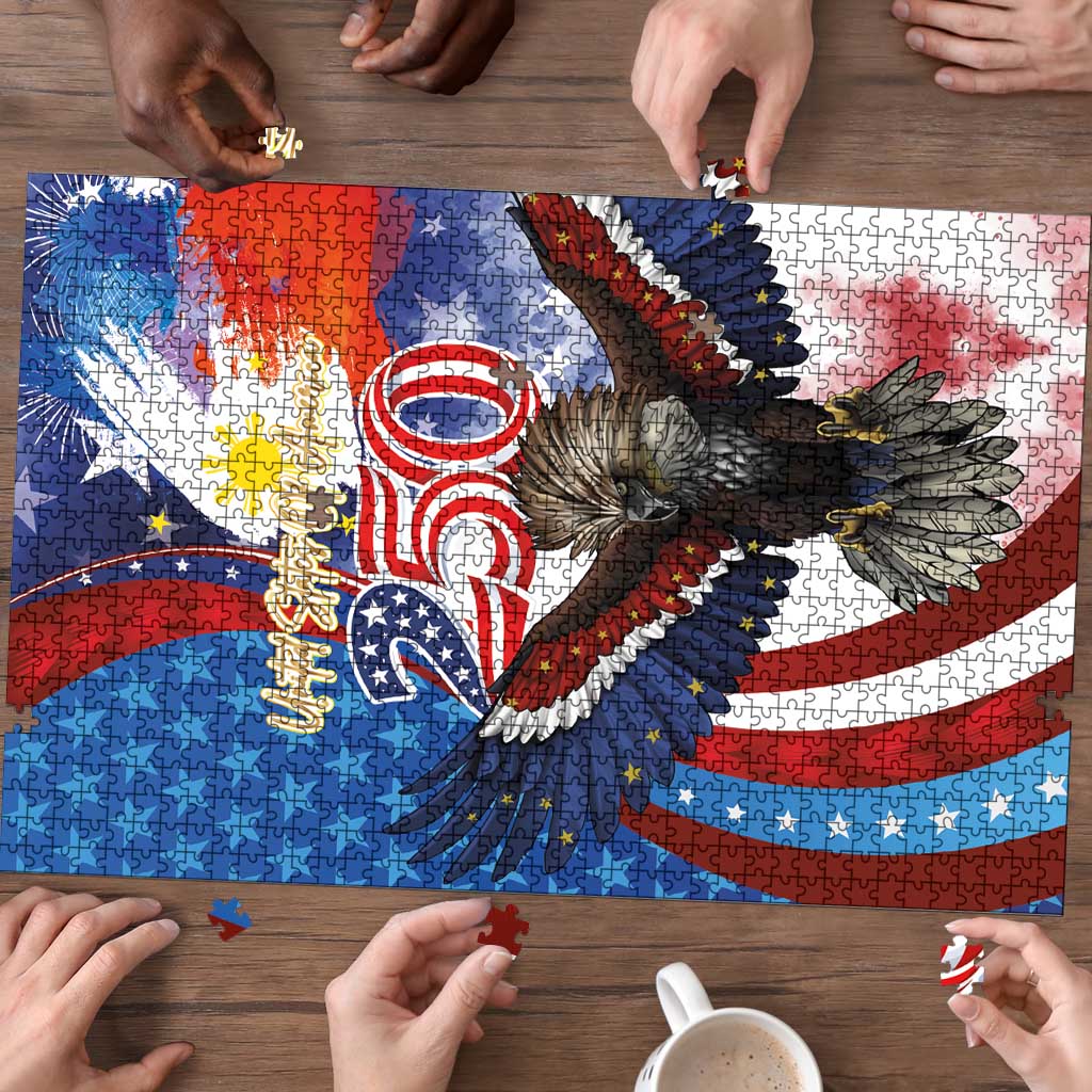 Philippines and United States Semiquincentennial Puzzle Eagle and National Flag Style