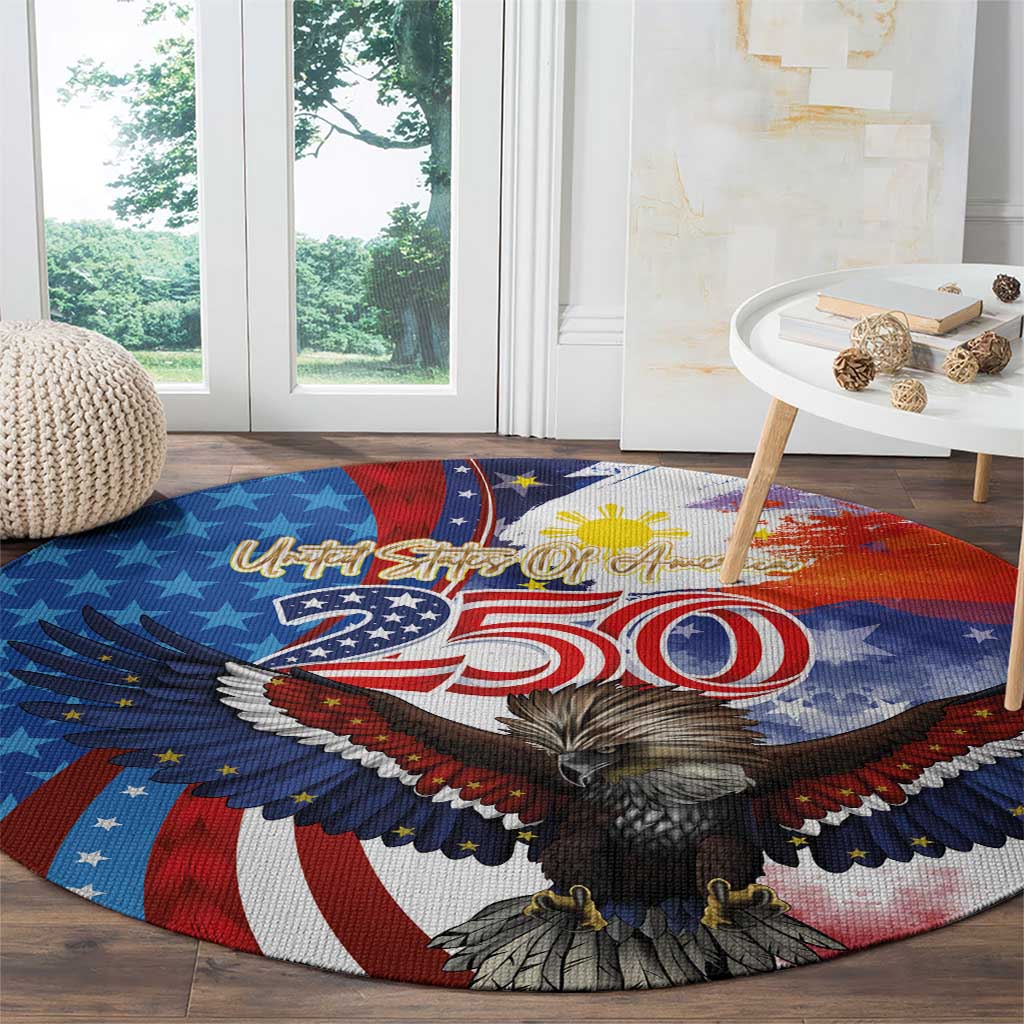 Philippines and United States Semiquincentennial Round Carpet Eagle and National Flag Style