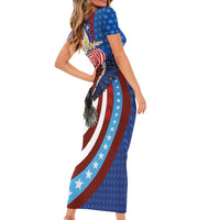 Philippines and United States Semiquincentennial Short Sleeve Bodycon Dress Eagle and National Flag Style
