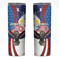 Philippines and United States Semiquincentennial Skinny Tumbler Eagle and National Flag Style
