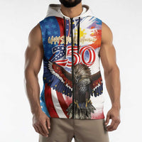 Philippines and United States Semiquincentennial Sleeveless Zip Hoodie Eagle and National Flag Style