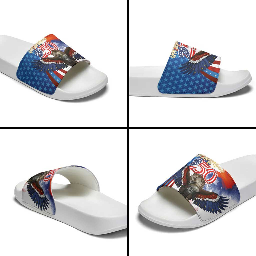 Philippines and United States Semiquincentennial Slide Sandals Eagle and National Flag Style LT03 - Polynesian Pride