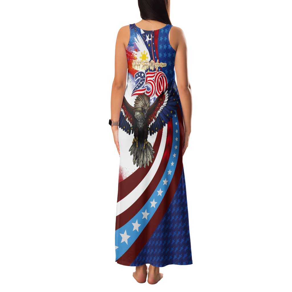 Philippines and United States Semiquincentennial Tank Maxi Dress Eagle and National Flag Style