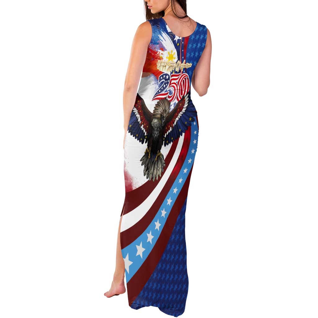 Philippines and United States Semiquincentennial Tank Maxi Dress Eagle and National Flag Style