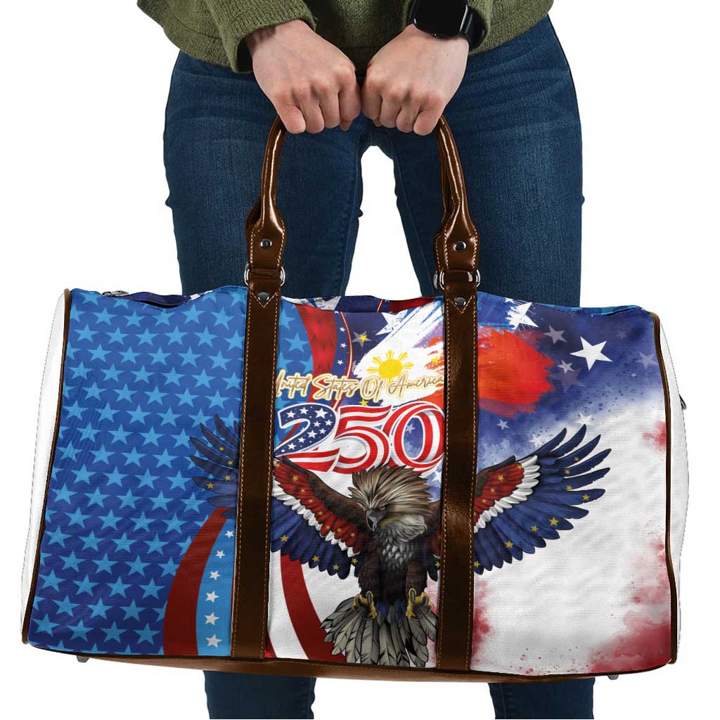Philippines and United States Semiquincentennial Travel Bag Eagle and National Flag Style