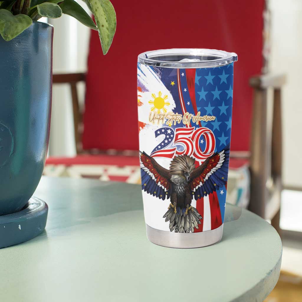 Philippines and United States Semiquincentennial Tumbler Cup Eagle and National Flag Style