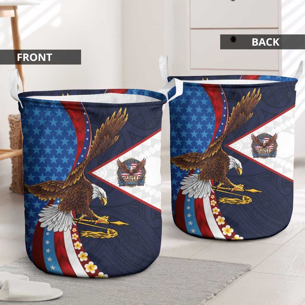 American Samoa and United States Semiquincentennial Laundry Basket Bald Eagle with National Flag Style