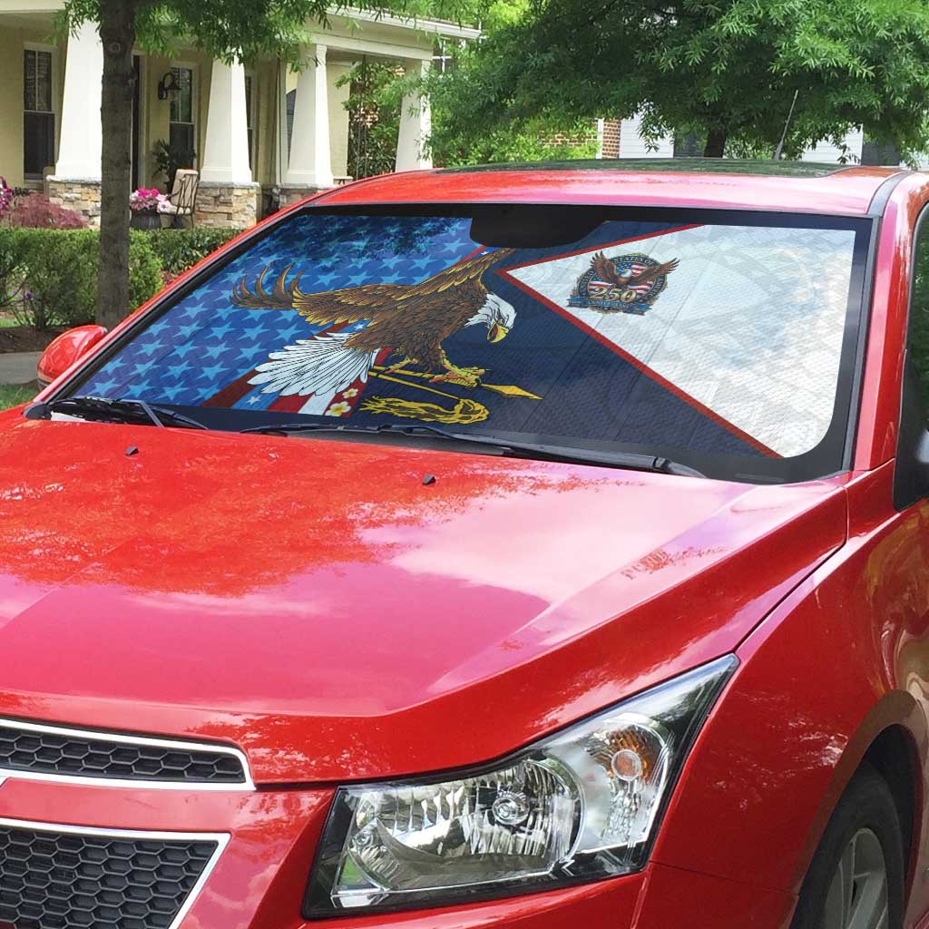 American Samoa and United States Semiquincentennial Auto Sun Shade Bald Eagle with National Flag Style