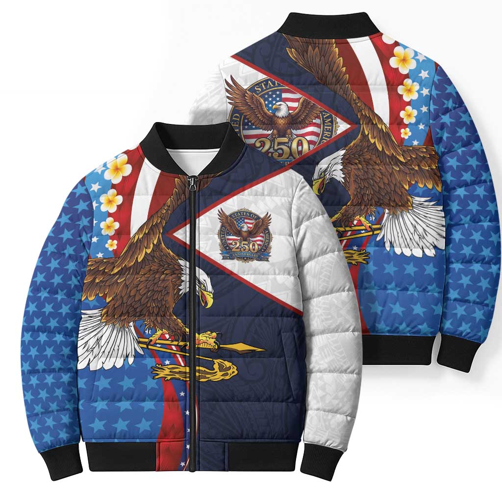 American Samoa and United States Semiquincentennial Bomber Puffer Jacket Bald Eagle with National Flag Style