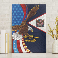 American Samoa and United States Semiquincentennial Canvas Wall Art Bald Eagle with National Flag Style